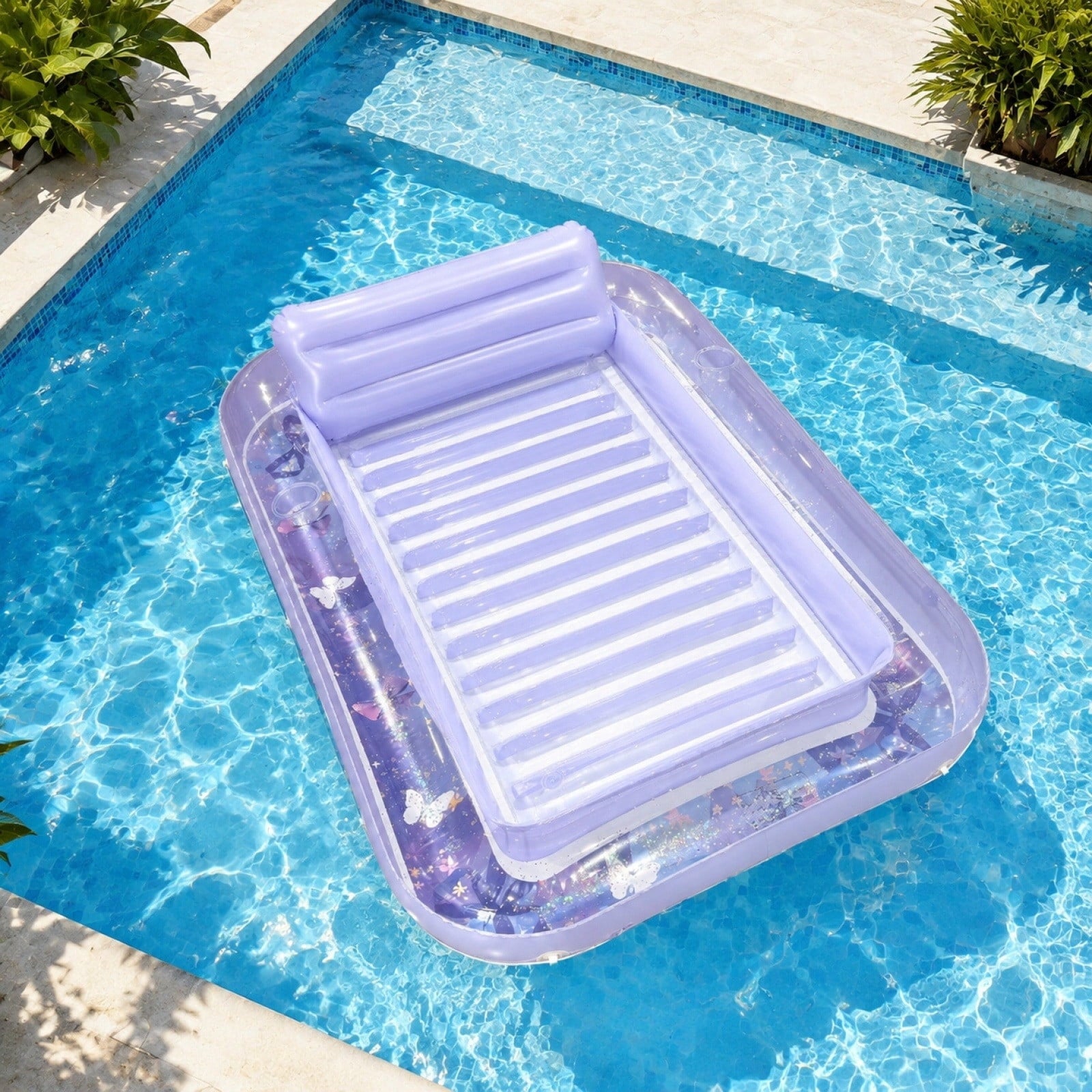 Inflatable Pool Floating Sofa With Headrest, Large Water Lounger For Adults Teens/Youth, Summer Beach Pool Party