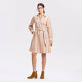 Women's Long Sleeve Printed Shirt Dress with Belt