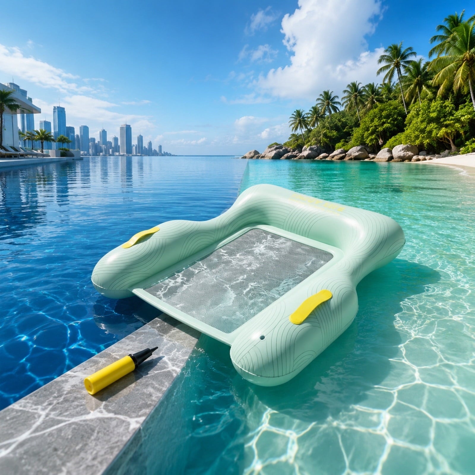 Inflatable Pool Floating Sofa With Headrest, Large Water Lounger For Adults Teens/Youth, Summer Beach Pool Party